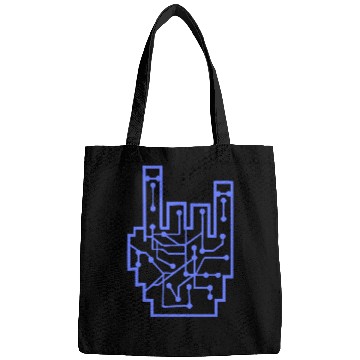 Discover Heavy metal nerd electronic circuits hand gesture Bags