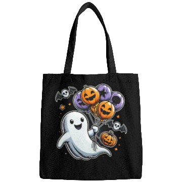 Discover Happy Ghost with Halloween Balloons and Bats Bags