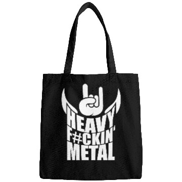 Discover Heavy F#ckin' Metal Hard Rock Fun Music Text Quote Bags