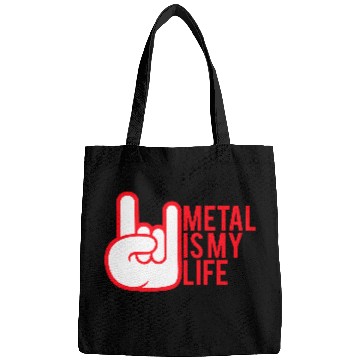 Discover Heavy Metal Is My Life Hard Rock Music Text Quote Bags