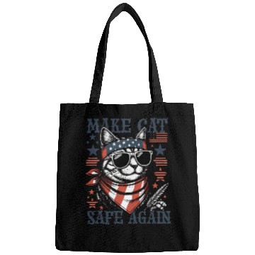 Discover Make Cats Safe Again Funny Cat Lover USA Flag Bags