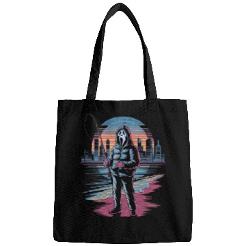 Discover Horror City Skyline Vaporwave Art Halloween Bags