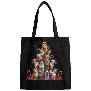 Discover Christmas Cats Tree with Lights and Gifts Bags