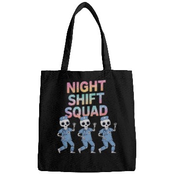 Discover Night Shift Squad Halloween Funny Skeleton Bags