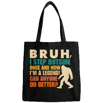Discover Funny Bigfoot Bruh Sasquatch Sarcastic Humor Bags