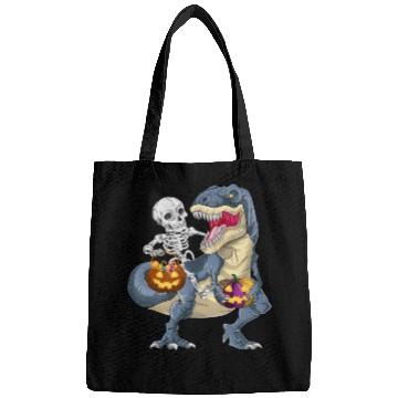 Discover Skeleton Riding Dinosaur T rex Halloween Pumpkin Bags