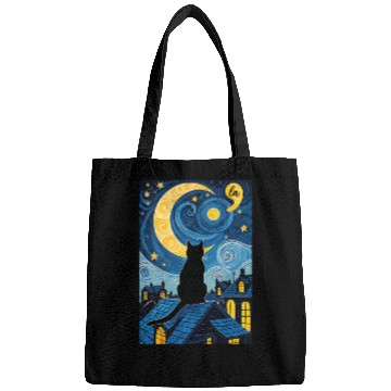 Discover Halloween Starry Night Black Cat Comma La Harris Bags