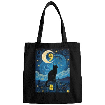 Discover Halloween Starry Night Black Cat Comma La Harris Bags