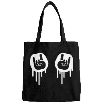 Discover Heavy metal graffiti drop horn finger hand gesture Bags