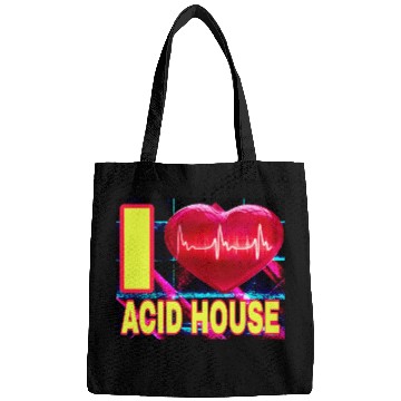 Discover I LOVE ACID HOUSE YELLOW FONTS Bags