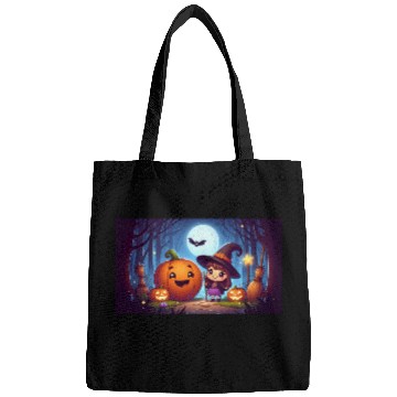 Discover Halloween Witch and Jack-o'-Lantern Scene Bags