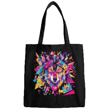 Discover Majestic Pop Art Alpha Wolf - Vibrant Cool Bags