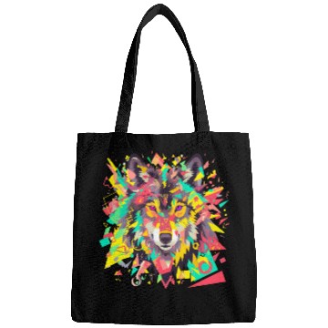 Discover Majestic Pop Art Alpha Wolf - Vibrant Warm Bags