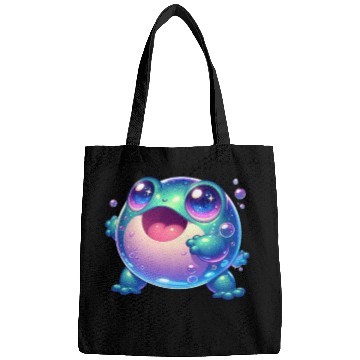 Discover funny cute green frog Bags