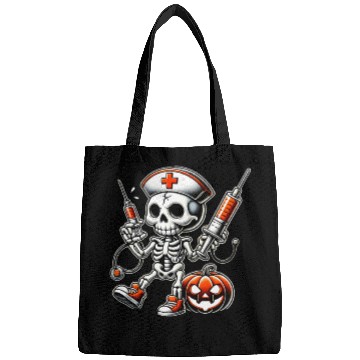 Discover Skeleton Nurse with Medical Syringes Halloween Bags