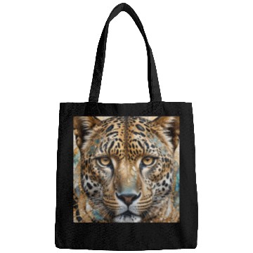Discover face of a leopard remixed with a beautiful pattern Bags