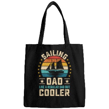 Discover Sailing dad quote retro sunset sailboat design Bags