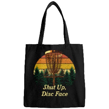 Discover Shut Up Disc Face Funny Disc Golf Humor Golfer Mem Bags