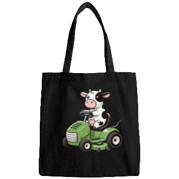 Discover Funny cow as lawn mower farmer grass Bags