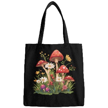 Discover Cluster of Red Toadstool Mushrooms Bags