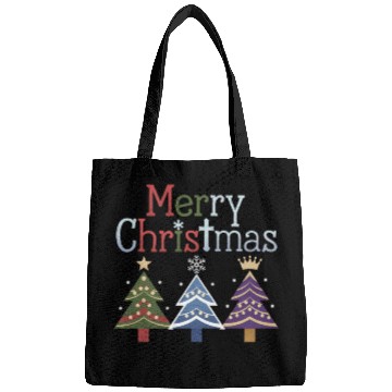 Discover Merry Christmas Cross Xmas Tree Retro Bags