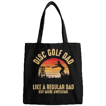 Discover Disc Golf Dad design retro sunset disc golfing Bags