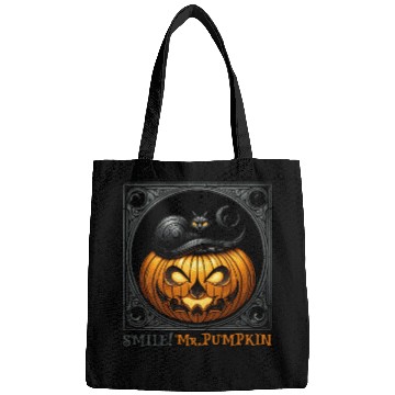 Discover SMILE Mr PUMPKIN Halloween design Bags