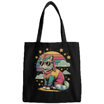 Discover Dramatic Unicorn Cat in Sunglasses Relaxing Bags