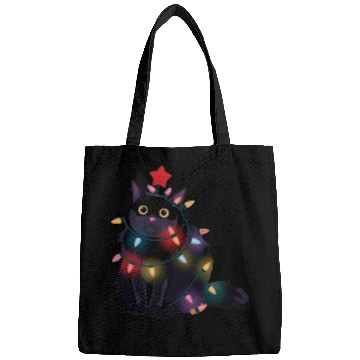 Discover Festive Christmas Lights Cat Bags