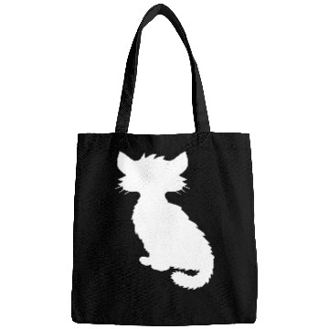 Discover Cute Sitting Cat Silhouette Kitten Shadow Outline Bags