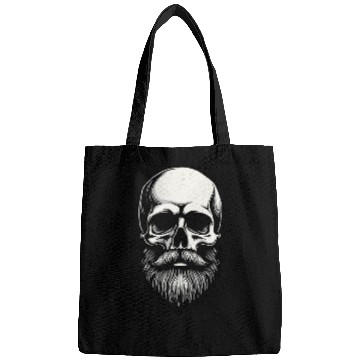 Discover Bearded Skull Art - Dark Gothic Illustration Bags