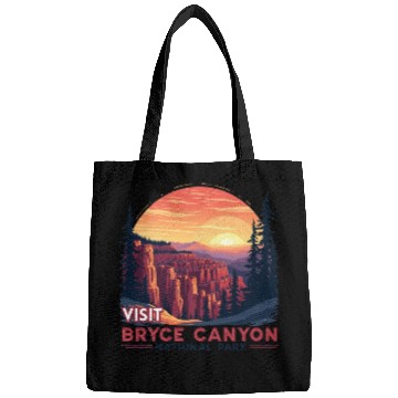 Discover Bryce Canyon National Park Retro Illustraion V 01 Bags