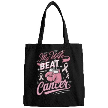 Discover My Wife Beat Cancer Breast Cancer Awareness Bags