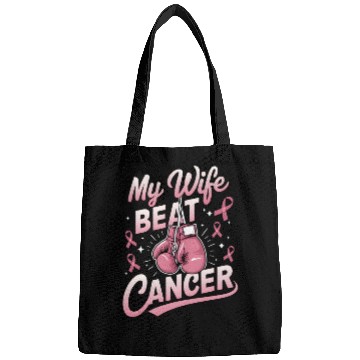 Discover My Wife Beat Cancer Breast Cancer Awareness Bags