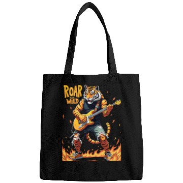 Discover Roaring Guitarist Tiger Plays Electric Guitar Bags