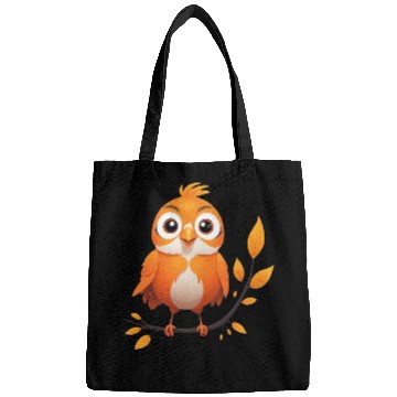 Discover Orange Little Bird - Elegant Bird Design on Branch Bags