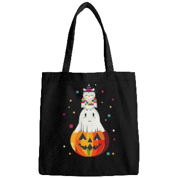 Discover Owl and ghost on the pumpkin - Halloween motif Bags