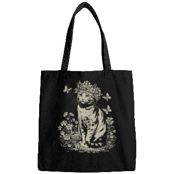 Discover Cottagecore Cat with Flower Crown in Garden Bags