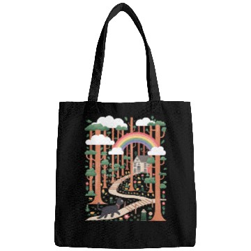 Discover Cottagecore Serene Forest Rainbow Path Bags