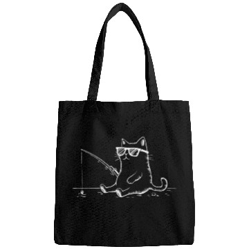 Discover Cat Wearing Sunglasses Fishing Fun Bags