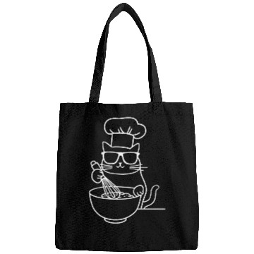 Discover Cat Wearing Sunglasses Chef Baker Bakery Bags