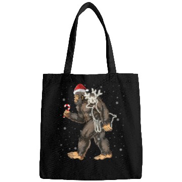 Discover Bigfoot Carrying Deer Lights Xmas Sasquatch Lover Bags