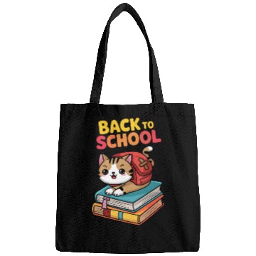 Discover Playful Cat Back to School Illustration Bags