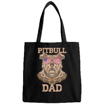 Discover Pitbull Dad Dog Vintage USA American Flag Bags