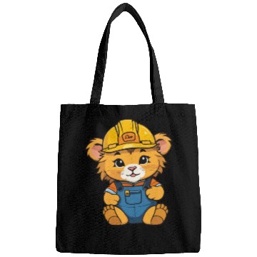 Discover baby lion as construction worker Bags