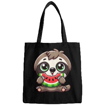 Discover Sloth with watermelon cartoon summer vibes Bags