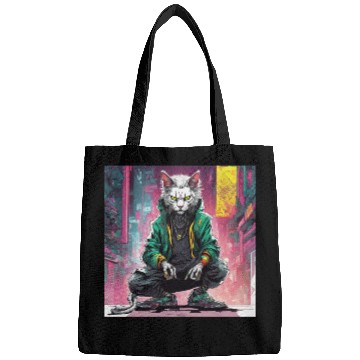Discover Urban Cyberpunk Cat Rebel Bags