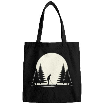 Discover Monochrome Golf Scene – Player Amongst Pine Trees Bags