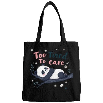 Discover Too Tired To Care Sleepy Panda Illustration Bags