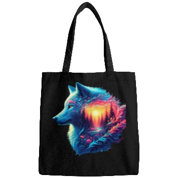Discover Colorful Wolf and Sunset Forest Bags